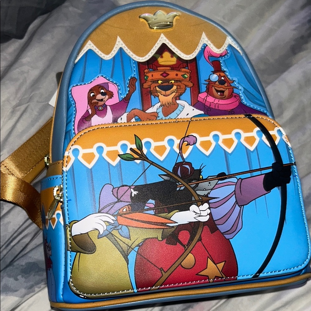 disney loungefly robin hood mini backpack new with tags